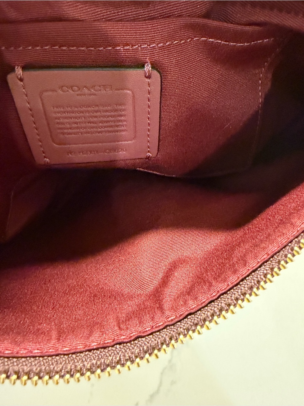 Coach burgundy Signature Crescent Shoulder Bag with Gold Hardware - Picture 6 of 10